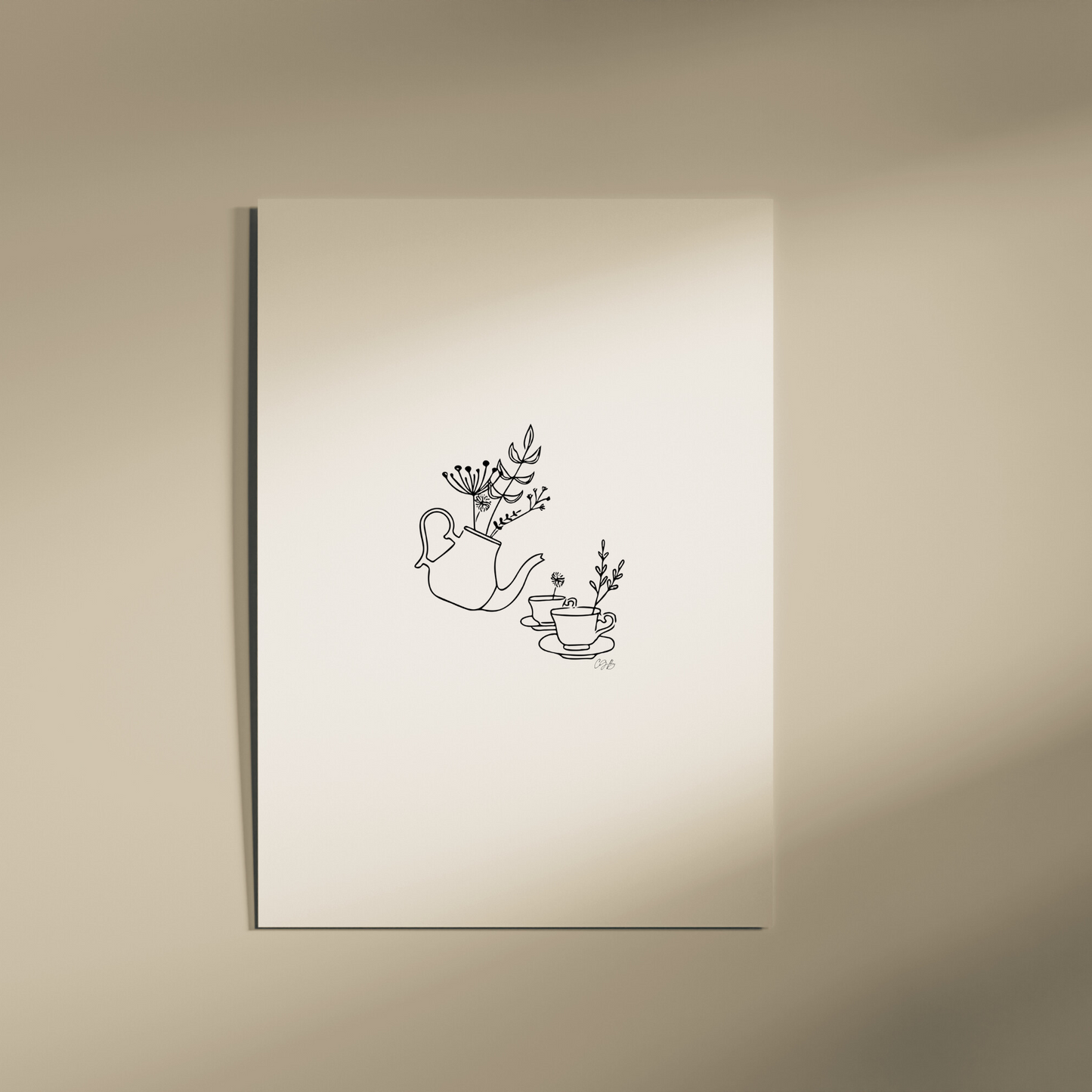 Afternoon Tea | Minimalistic A4 Wall Art | Countryside Living Decor - The Cotswold Illustrated Company