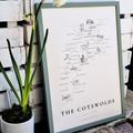 TRADITIONAL COTSWOLD MAP - COTSWOLD WAY - A3 FRAMED - GREEN