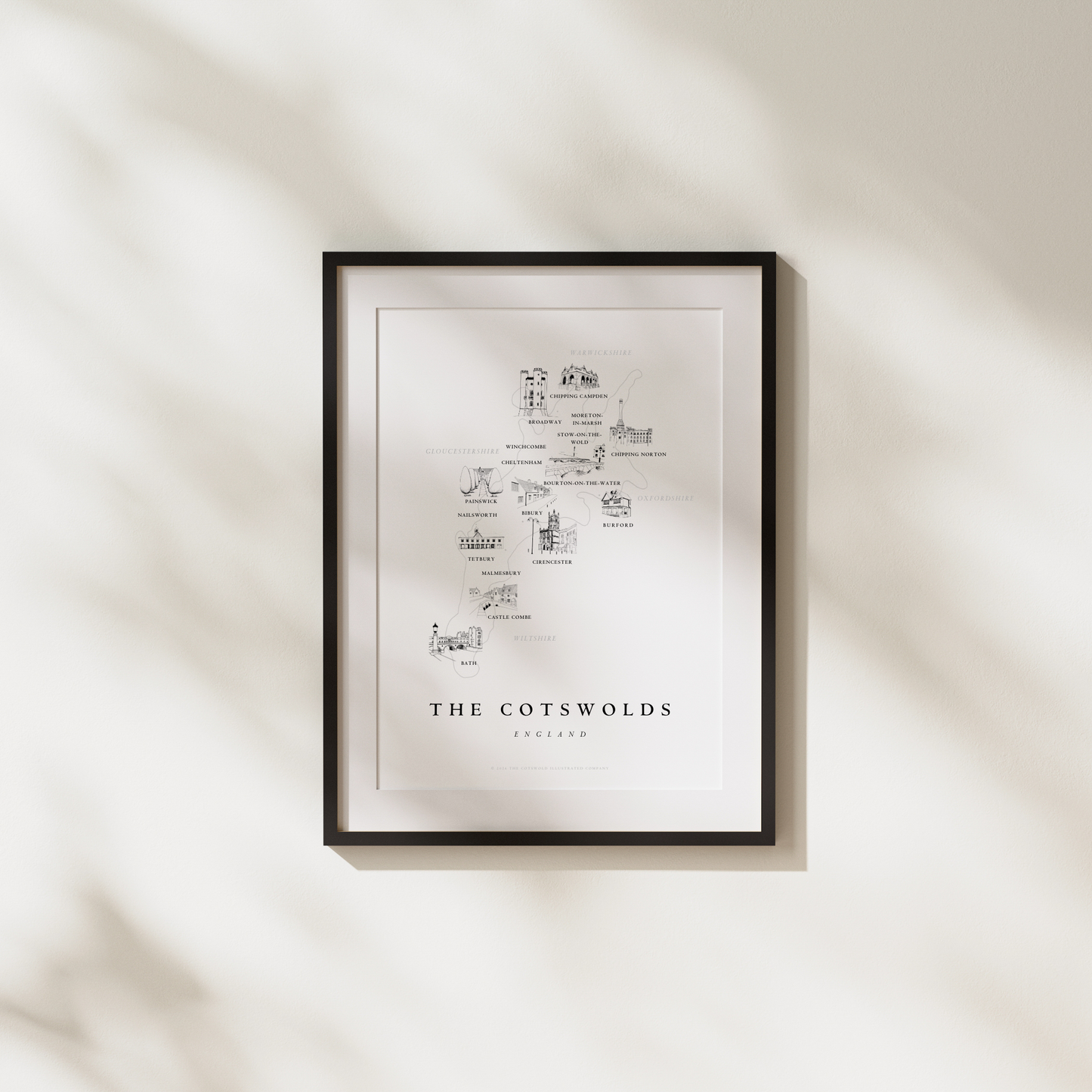 Cotswold Map Illustrated Print | A4 Print | Home Decor - The Cotswold Illustrated Company