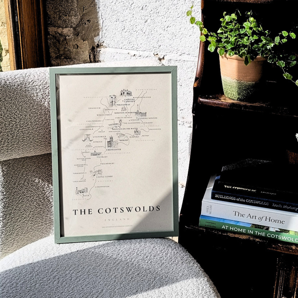 TRADITIONAL COTSWOLD MAP - COTSWOLD WAY - A3 FRAMED - GREEN
