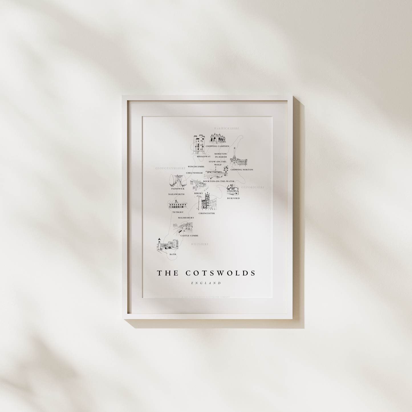 Cotswold Map Illustrated Print | A4 Print | Home Decor - The Cotswold Illustrated Company