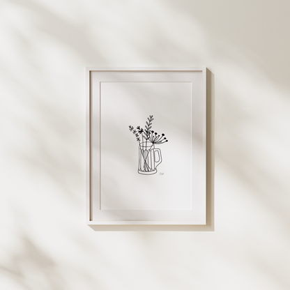 Beer & Ale Glass Vase | Minimalistic Artwork | A4 Wall Art | Countryside Living Decor - The Cotswold Illustrated Company