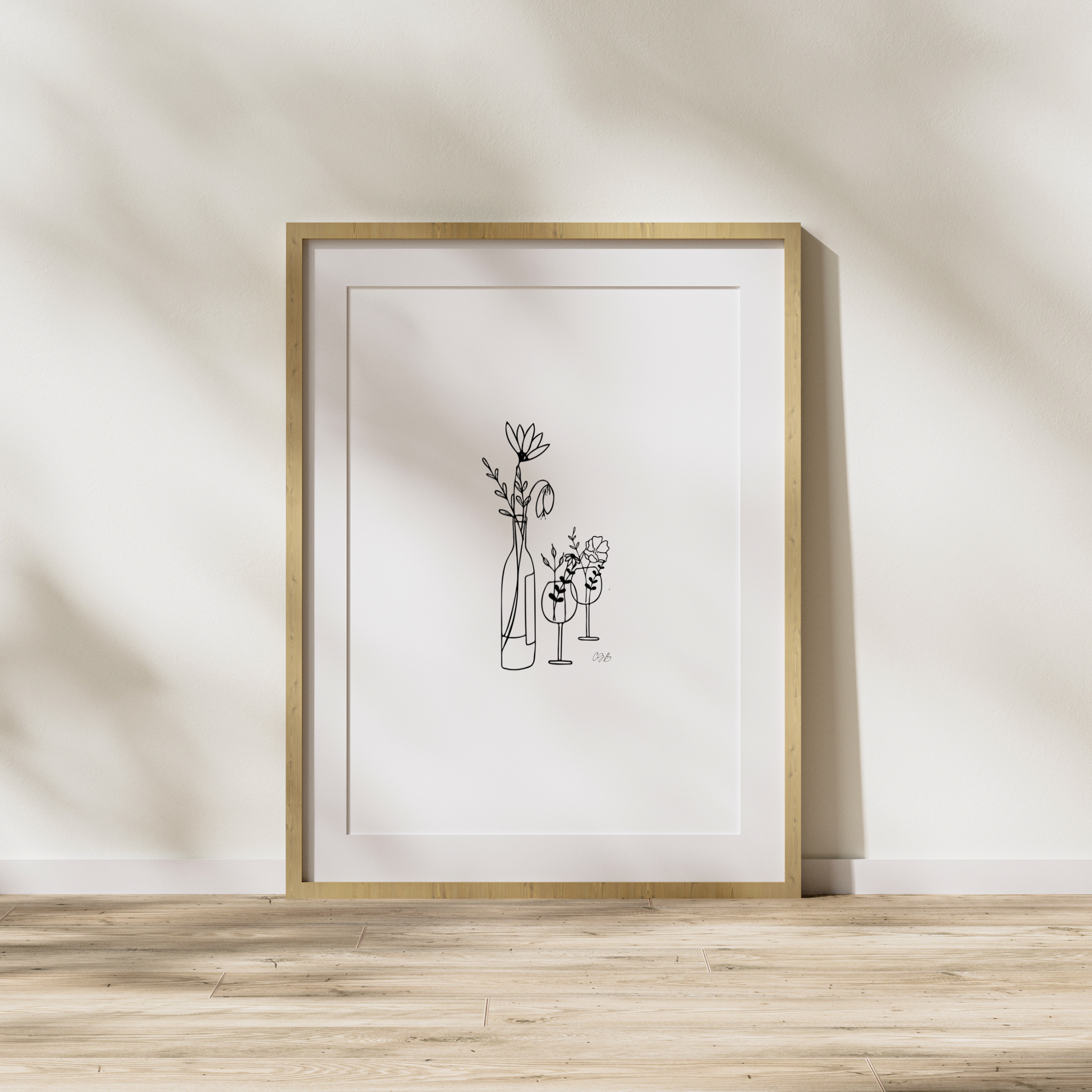 Wine for Two | Minimalistic A4 Wall Art | Countryside Living Decor - The Cotswold Illustrated Company