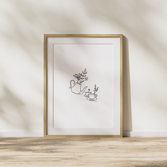 Afternoon Tea | Minimalistic A4 Wall Art | Countryside Living Decor