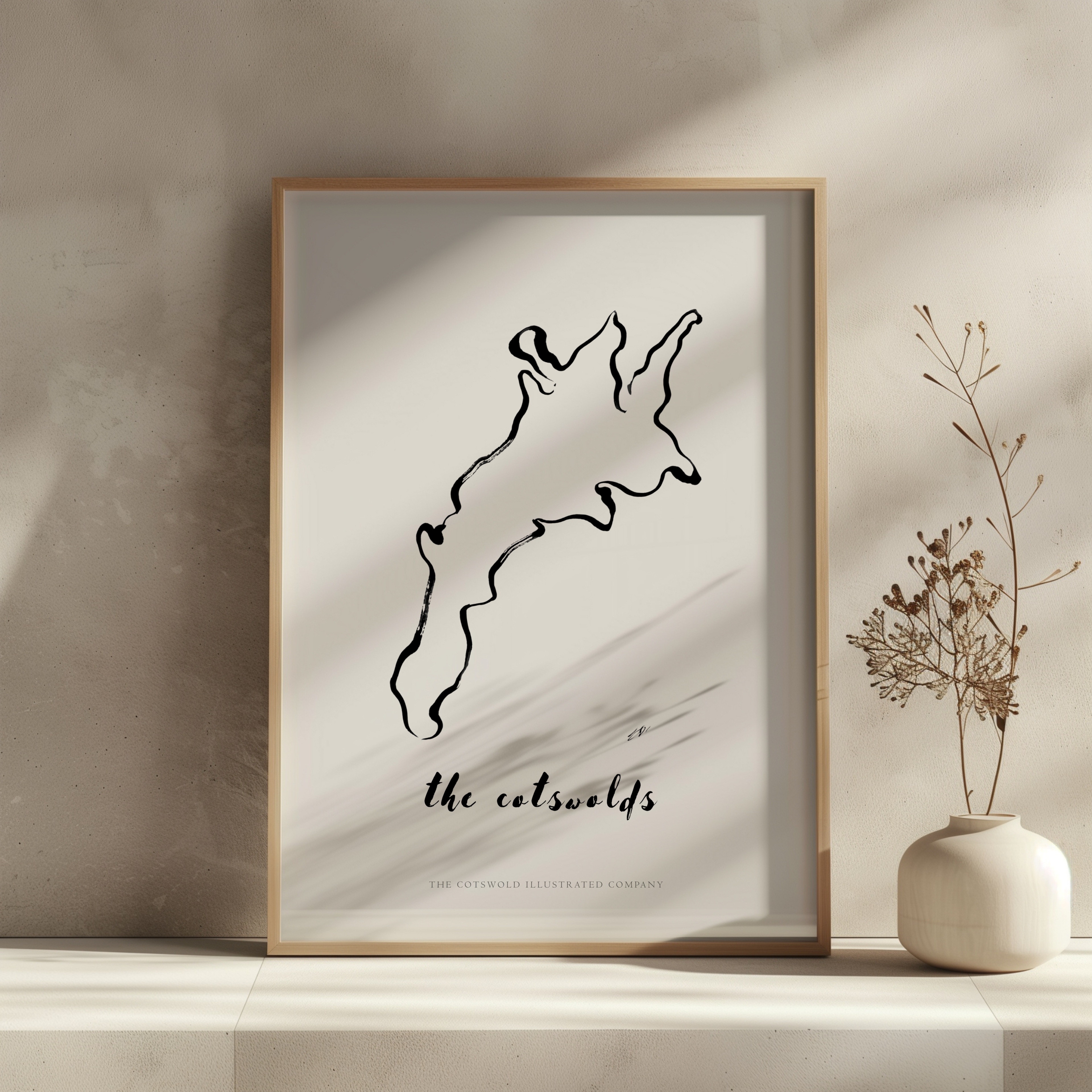 Cotswold Painted Map Print Unframed A3, A4 & A5 - Style A