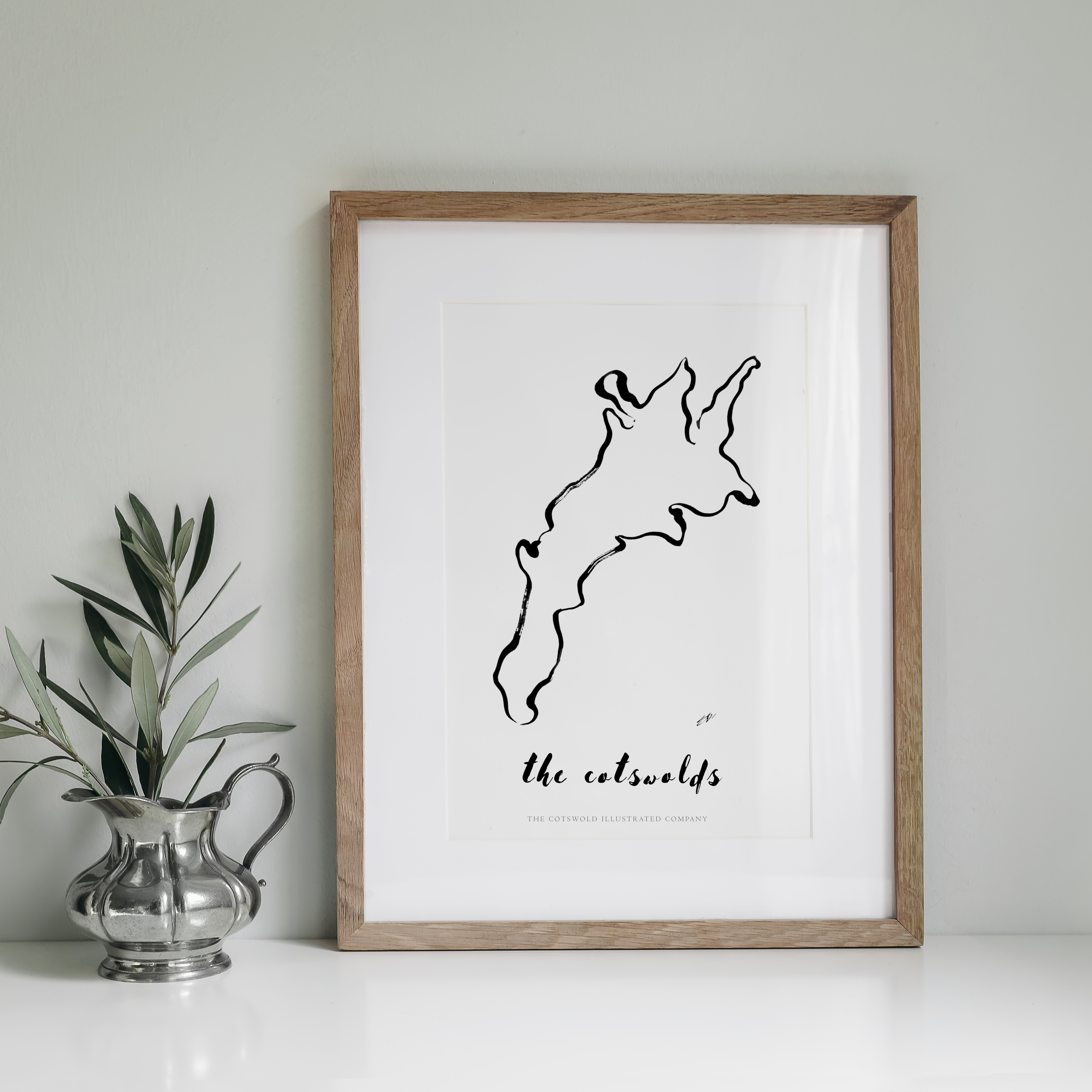 Cotswold Painted Map Print Unframed A3, A4 & A5 - Style A
