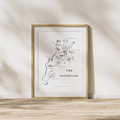 Cotswold Map Art Print A3/A4 Wall Art Home Decor Unframed - Painted