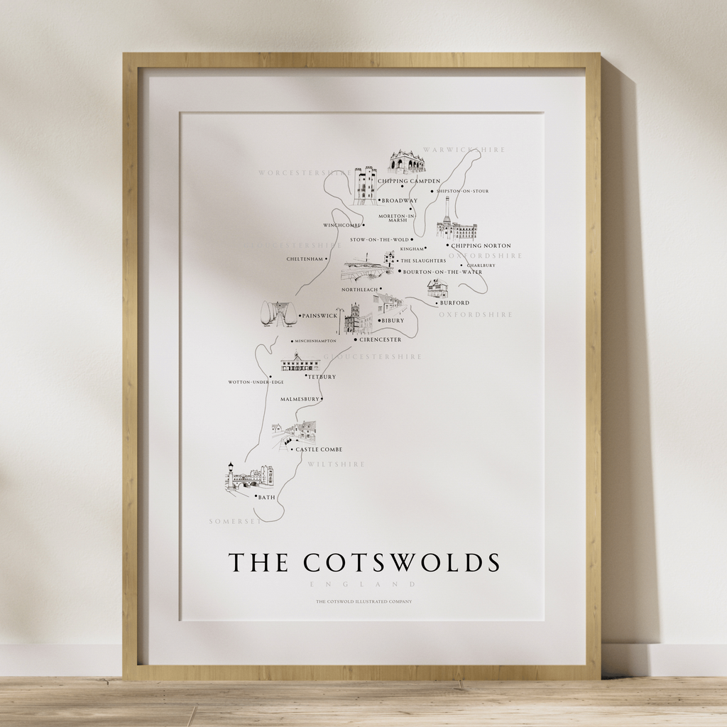 The Classic Cotswold Illustrated Map - Unframed