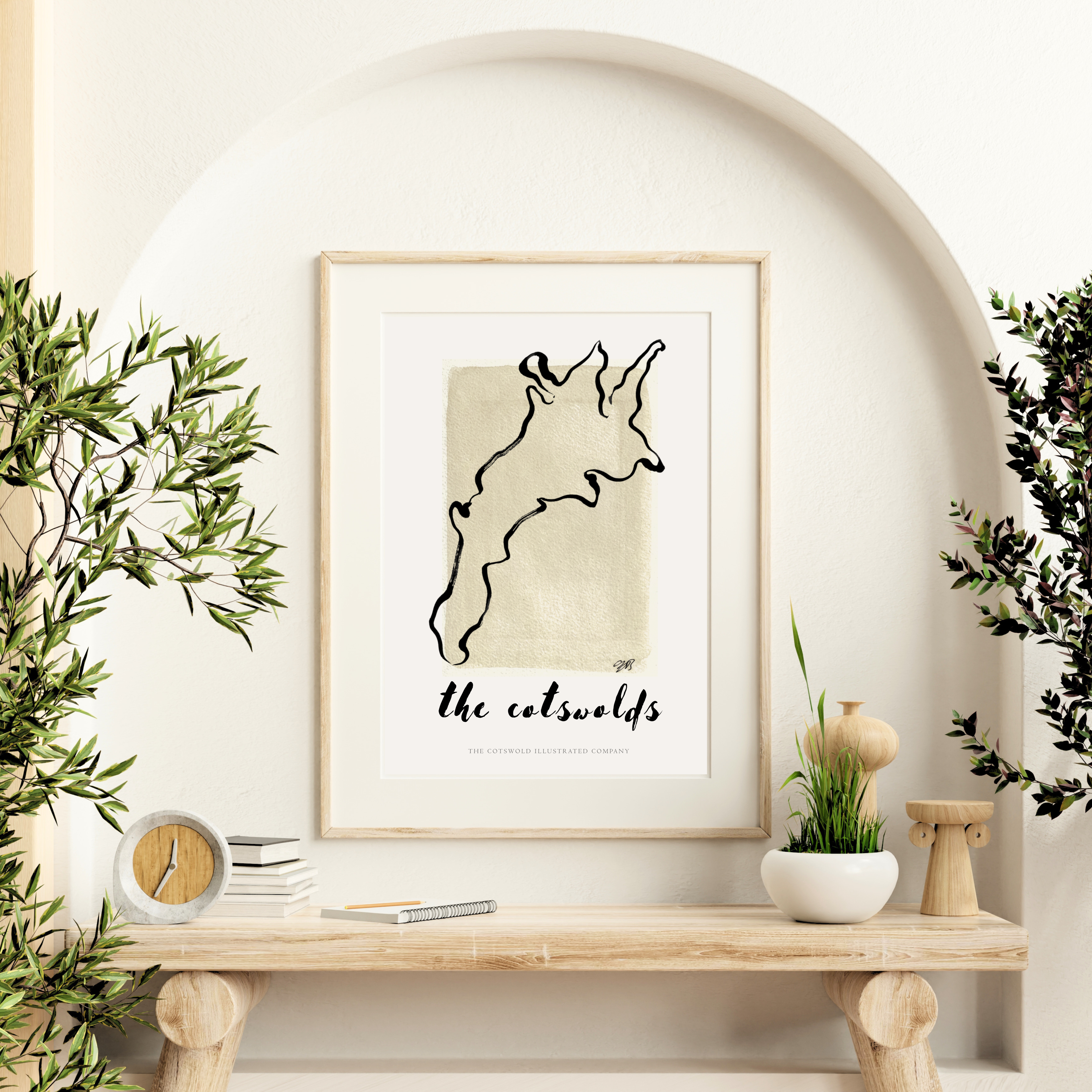Cotswold Painted Map Print Unframed A3, A4 & A5 - Style F