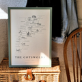 TRADITIONAL COTSWOLD MAP - COTSWOLD WAY - A3 FRAMED - GREEN