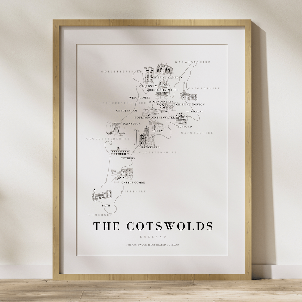 The Bold Cotswold Illustrated Map - Unframed