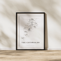 Cotswold Hand-illustrated Pen and Ink Map Print A3/A4/A5 Unframed Wall Art - Bold