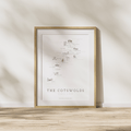 Cotswold Hand-illustrated Pen and Ink Map Print A3/A4/A5 Unframed Wall Art - Fine