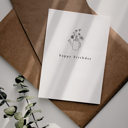Birthday Card | Happy Birthday | Watering Can - The Cotswold Illustrated Company