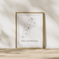 Cotswold Hand-illustrated Pen and Ink Map Print A3/A4/A5 Unframed Wall Art - Traditional